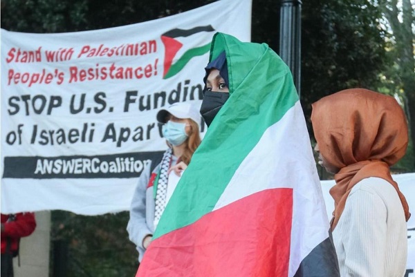 تظاهرة في مدينة أتلانتا الأميركية تضامنا مع فلسطين-الحياة الجديدة