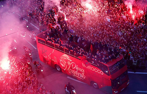 استقبال الأبطال لـ “أسود الأطلس” في العاصمة المغربية الرباط
