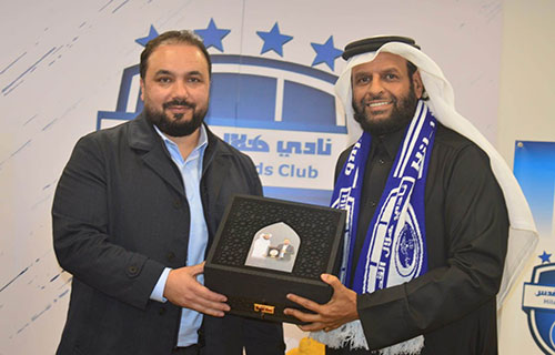 رئيس نادي أم صلال القطري يحل ضيفاً على هلال القدس والشويكي يثمن التوأمة بين المؤسستين