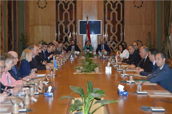 شكري يستقبل سفراء الاتحاد الأوروبى فى منطقة الشرق الأوسط