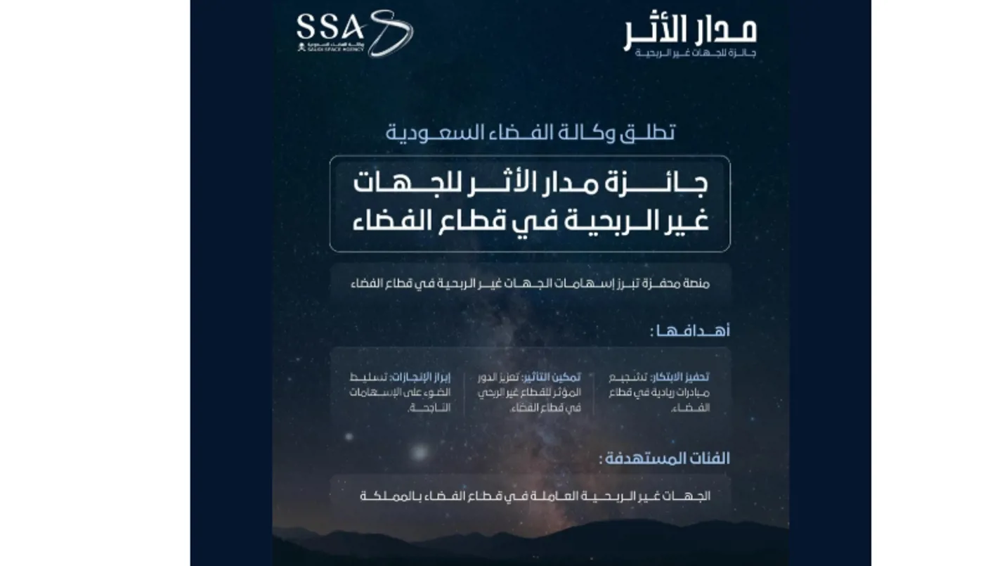 وكالة الفضاء السعودية تُطلق جائزة ‘مدار الأثر’ في قطاع الفضاء