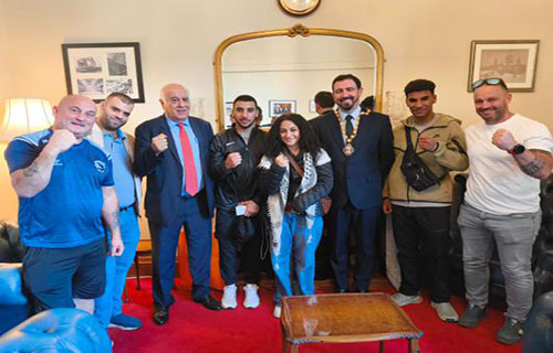 بلفاست تستقبل وفداً رياضياً فلسطينياً برئاسة الرجوب في فعالية تضامنية