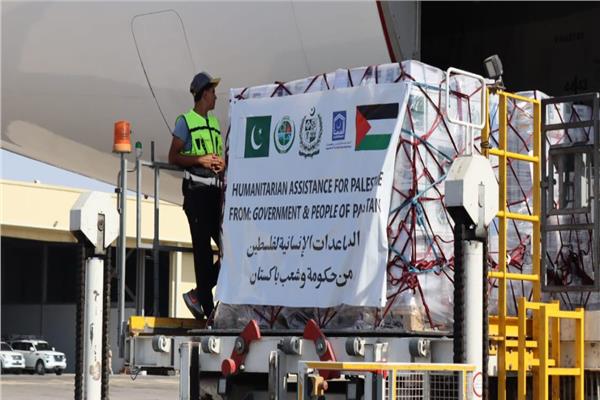 وصول طائرة مساعدات باكستانية إلى مطار العريش لصالح الفلسطينيين بغزة