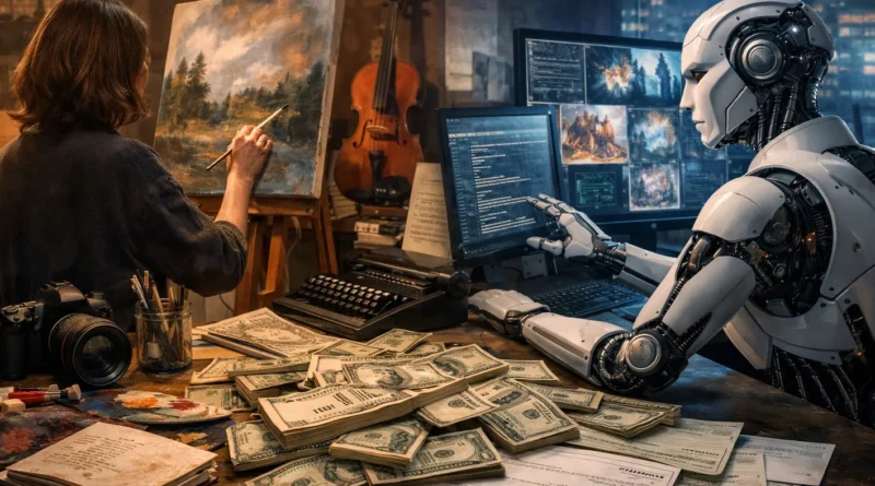 من يستحق الأجر عندما يتعلّم الذكاء الاصطناعي من الإبداع البشري؟