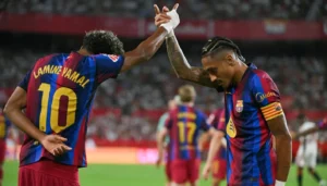هاتريك رافينيا… برشلونة يضم إشبيلية إلى قائمة ضحاياه