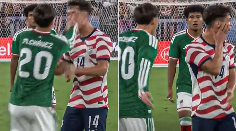 طرد لاعب المكسيك بعد صفعه نجم المنتخب الأميركي (فيديو)